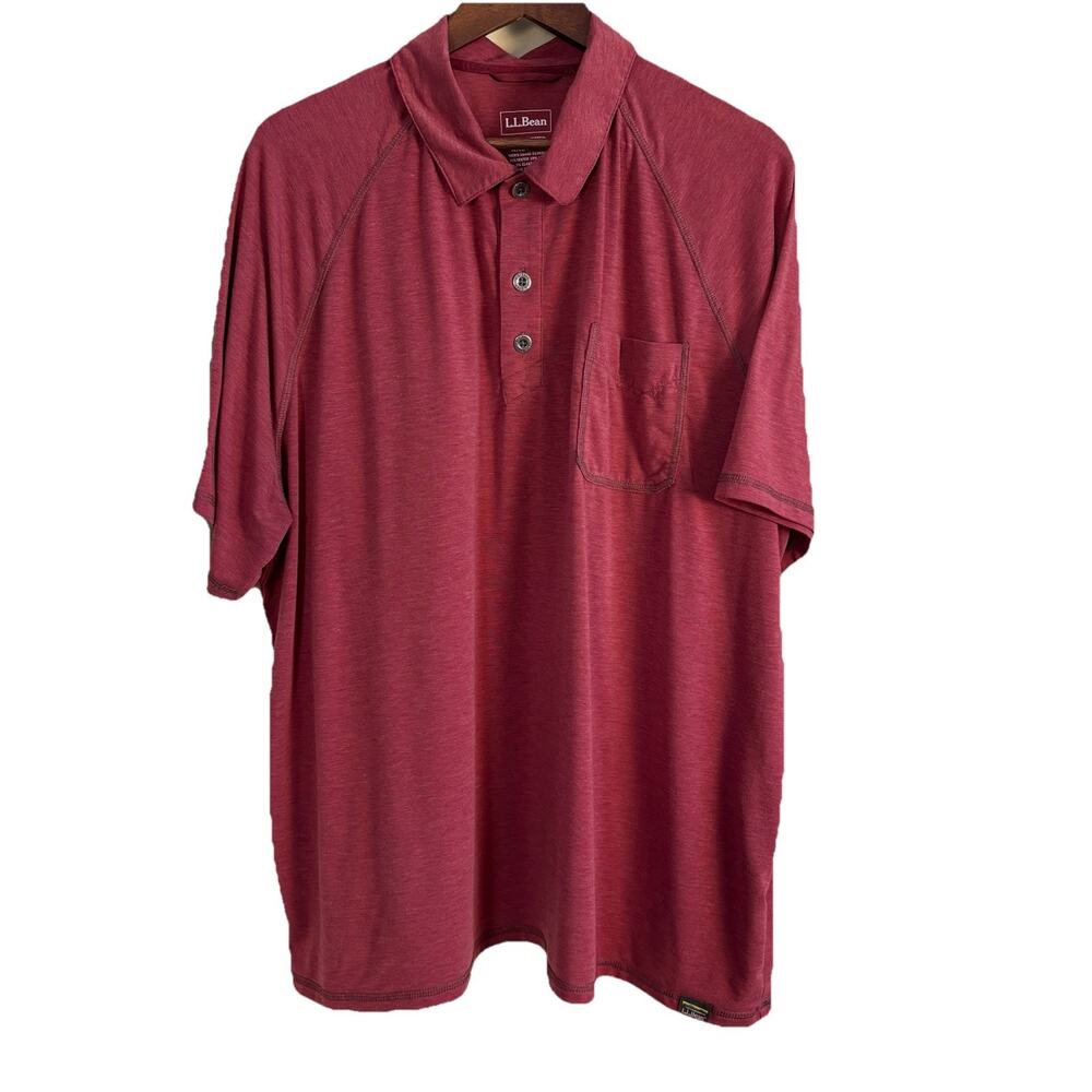 L.L. Bean Men's Slightly Fitted Red Short Sleeve Polo Shirt Size XXL Lightweight